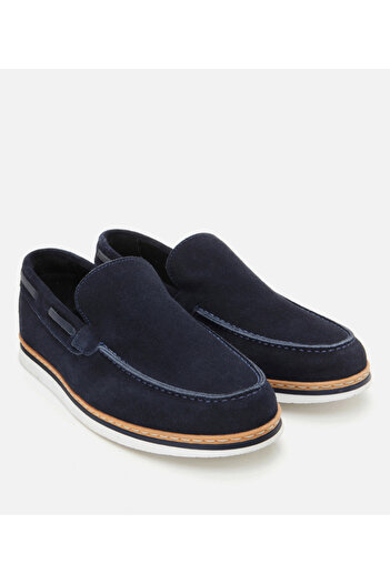 Hotiç Ανδρικό Suede Leather Navy Blue Άνετο Loafer