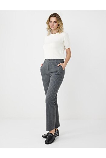 Jimmy Key Gray Regular Waist Regular Leg Striped Knitted Pants