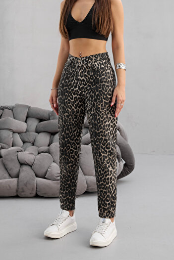 BİKELİFE Dámské kalhotky s leopardím vzorem, elastické/lycrahigh pas