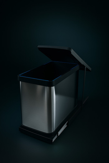 almital mobilya aksesuarları furniture accessories Cassone Dolap içi Teleskopik Raylı Paslanmaz Krom Çöp Kovası 24 Litre, minimum kapak genişliği 40 cm