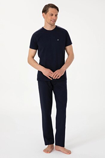 Pierre Cardin Men's Crew Neck Combed Cotton Short Sleeve Pajama Set