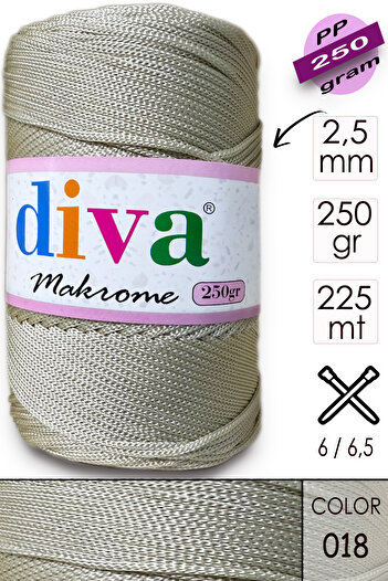 Diva İplik Πολύπι Μακραμέ 250 gr 18 Κρέμα