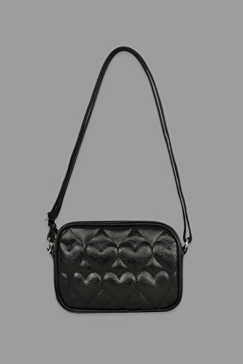 ICONE BAG Icone Çocuk Kalp Kapitone Detaylı Omuz Çantası Siyah