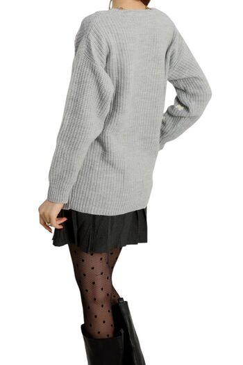Yaşar özer giyim Knitwear Cotton Embroidered Gray Cardigan