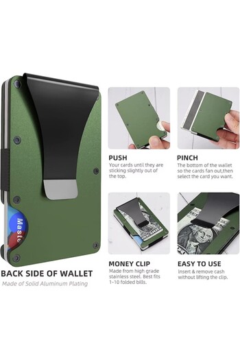 iTin Ultra-thin card wallet with RFID blocking, Card Holder, Green