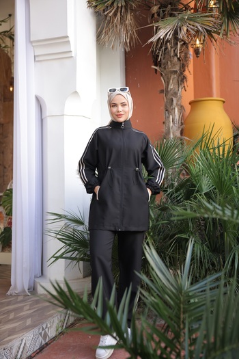 Wovi Women's Hijab Tracksuit Set with Zipper