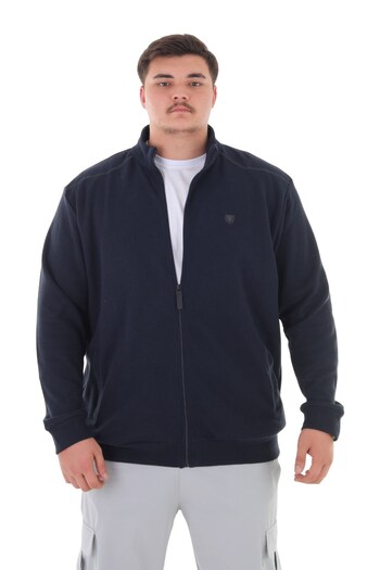marufshop Men's Large Size Cotton Wide-Fit Stand-Up Collar Zippered Sweat Coat Suitable for Weight between 122-158 Kilograms