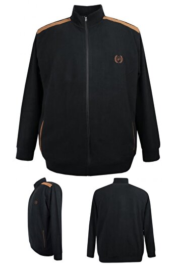 marufshop Men's Large Size Cotton Wide-Fit Stand-Up Collar Zippered Sweat Coat Suitable for Weight between 122-158 Kilograms