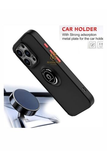 Massemr iPhone 15 Case with Ring Transparent Silicone Cover with Magnetic Stand Shock-Absorbing Luxury Premium Protection