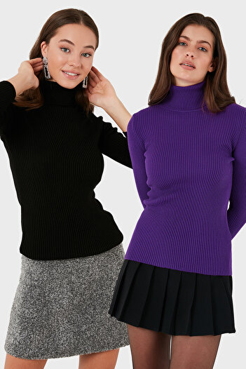Lela Ribbed Regular Fit Turtleneck Soft Acrylic 2-Pack Sweater Sweater 4614102S2