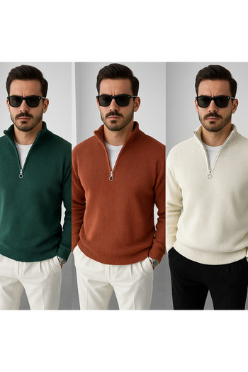 golden toptan 3-Piece Zippered Sweater