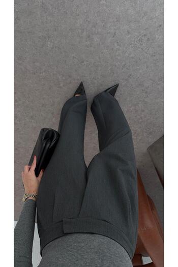 HAZELANNA Cross Belted Anthracite Premium Trousers