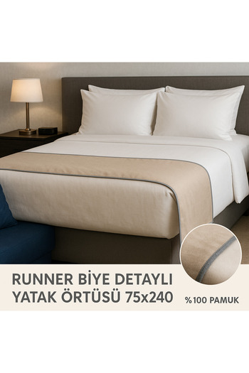 MEŞELİ TEKSTİL Hotel Runner Bedspread - Single Size 60X180 |   Stylish Durable Easy to Iron