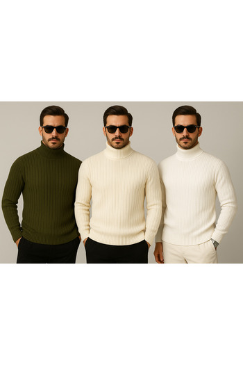 golden toptan 3-Piece Turtleneck Sweater