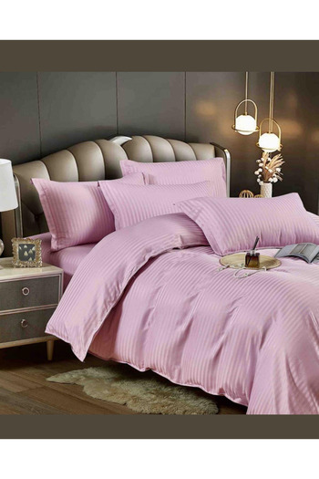 Truva Grup 4 Piece Bed Linen Set – 100% Fine Damask Cotton – Double Bed – Brown – Premium Quality