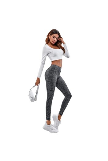 VEYA Grey leggings with side pocket, long, tight gym clothes