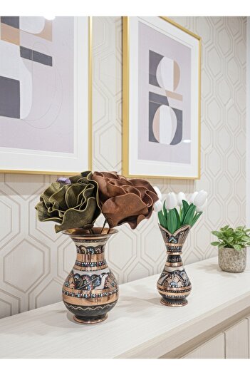 Zinnun Copper Enamel Vase -Gülçiçek-