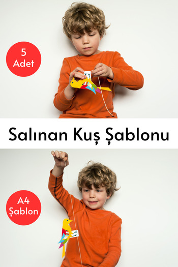 Organik Yolda Salınan Kuş Şablonu, 5 Adet A4 Boyutta Kalın ve Sert Kağıttan.