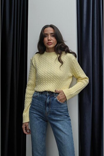 Havoş Yellow Tuti Hair Braided Sweater