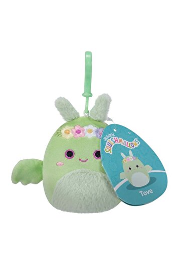 Squishmallows Little Plush 3.5 inch Clip-On Tove Mint Green Mothman with Flower Crown and Fuzzy Bell