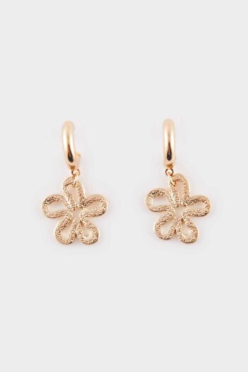 DeFacto Women's Floral Dangle Gold Earrings E6462Axns
