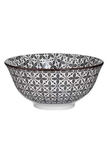 SHOPIENS Bowl with Beige and Black Pattern, 600 ml Porcelain