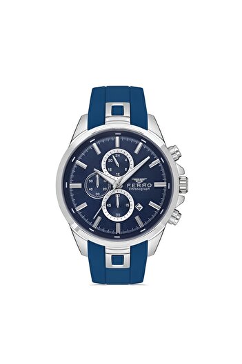 Tesbihane Ferro Blue Silicone Cord Men's Wristwatch All Functions Active 3 Atm Water Resistant Th-Fm31380Dwt-L3