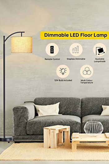 COOYA LED Floor Lamp, Remote, App Control and Foot Switch, Adjustable Head, Stepless Dimming 3000K-6000K