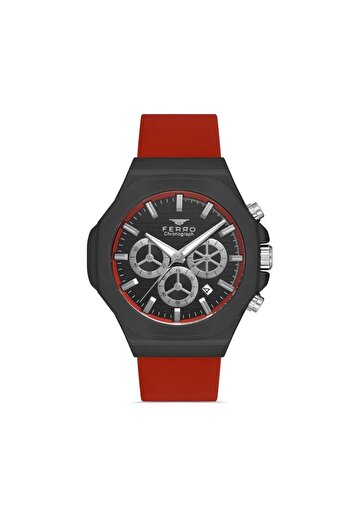 Tesbihane Ferro Red Silicone Cord Men's Wristwatch Functions Active 3 Atm Water Resistant Th-Fm31348Dwt-Zk