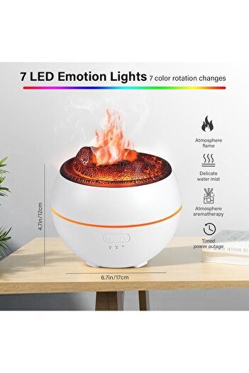 Generic Volcano Aroma Humidifier | Color Flame Effect, Auto Shutoff, Quiet Ultrasonic