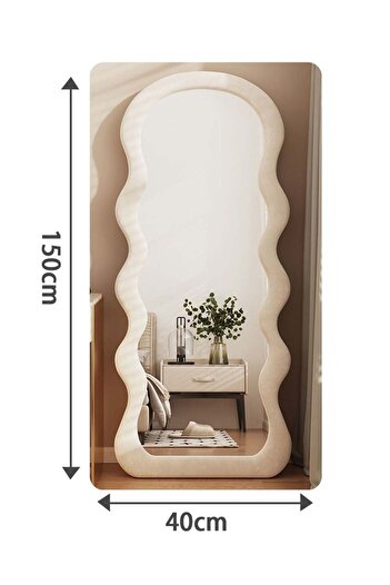 COOYA Wavy Full Body Mirror 150x40cm, Fitting Dressing Mirror, Shaped Mirror for Bedroom Living Room