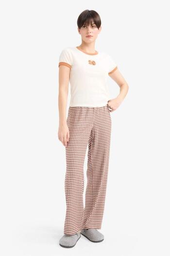 DeFacto Regular Fit Long Checkered Pajama Bottoms-Fall in Love (25 Au)