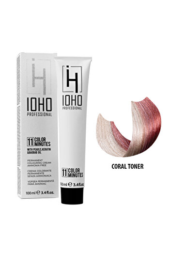 Ioho Professional Hair Dye Toner Pink Permanent Ammonia Free - Color 11 Minutes Coral Toner -