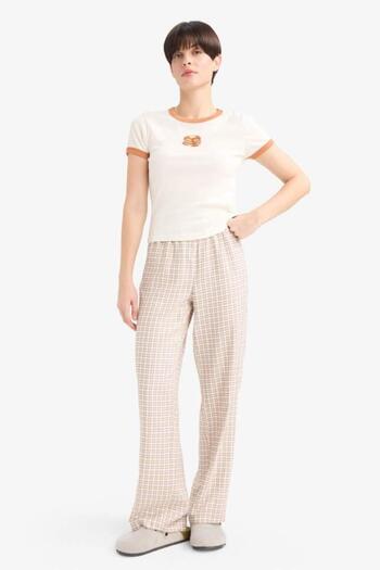 DeFacto Regular Fit Long Checkered Pajama Bottoms-Fall in Love (25 Au)