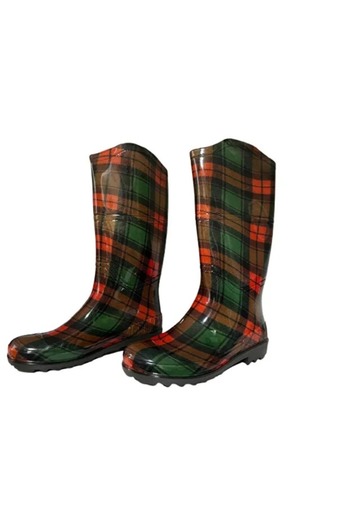 Emek Emek__Rainboots_Long_Plaid_Green