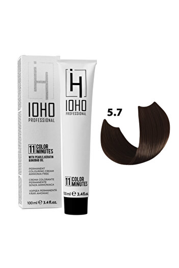 Ioho Professional Hair Dye 5.7 Permanent Ammonia Free - Color 11 Minutes Light Chestnut Brown - Ioho Profess