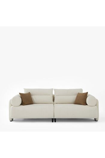 Danube Home Tokyo 3 Seater Fabric Sofa - Light Beige, Stylish Wood Frame, Comfortable Seating, 2 Year Warranty