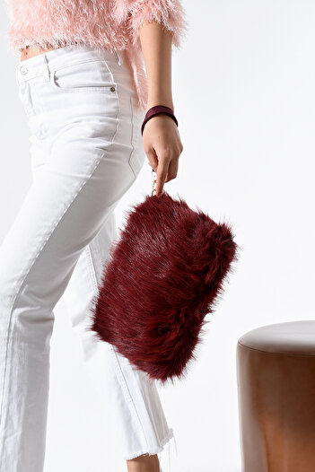 byFOX Fashion Plush Clutch Zipper Closure Crossbody Shoulder Bag Width:25 cm Length:13 cm