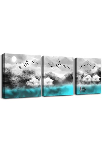 Emoda home Trove Abstract Canvas Wall Art with Wooden Frame - Set of 3 Pieces (40 × 60 cm)
