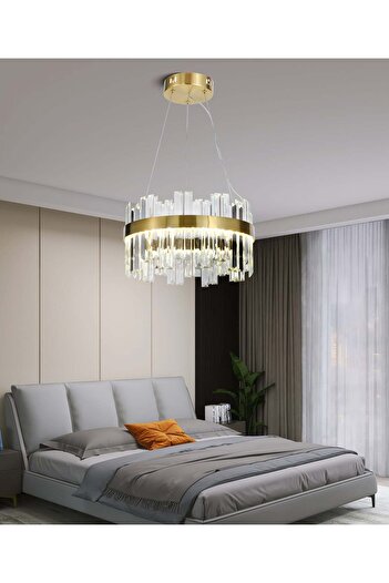 RFAN LED Chandelier, Model H98347/400, Crystal Texture, Metal, 64W, Gold