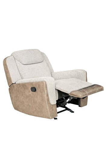 Danube Home Brixx 1 Seater Fabric Recliner with Glider - Luxurious Light Brown Sofa Chair for Comfort