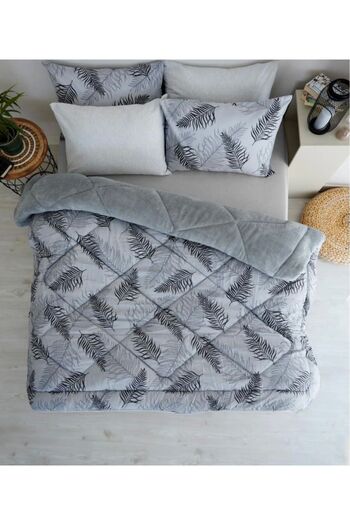 Eyüpoğlu Double Size Feather Patterned Luxury Welsoft Cotton Silicone Pufidik Quilt 195X215 + 2 Pillowcases