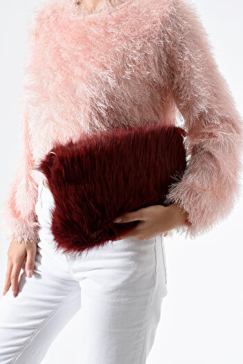 byFOX Fashion Plush Clutch Zipper Closure Crossbody Shoulder Bag Width:25 cm Length:13 cm