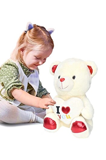 Generic 10.10 Sale Toyland 50cm White Teddy Bear Toy with Holding Heart Shape for Girls Friend and Couples A