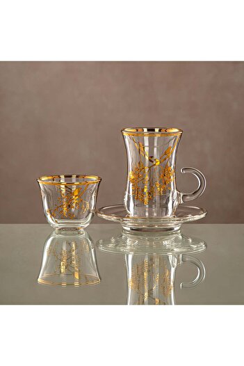 Radin Almarjan Tea Set Clear & Gold 18 pieces
