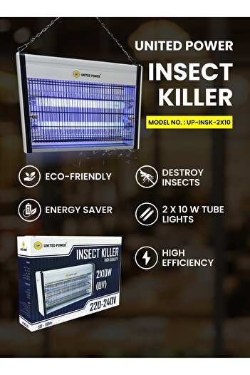 UNİTED POWER Insect Killer, Bug Zapper, 2x10W Energy-Efficient Electric Insect Trap, 220-240V, 50-60Hz