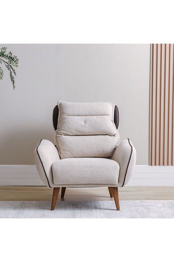 Danube Home Elora 1 Seater Fabric Sofa - Beige, Stylish Wood Frame, Comfortable Seating, 2 Year Warranty