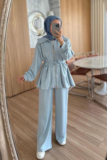 Ka Hijab Set modal în formă de balon - Baby Blue