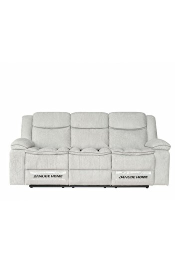 Danube Home Sawyer 3 Seater Fabric Recliner in Light Grey - Comfortable Wood Frame, 2-Year Warranty