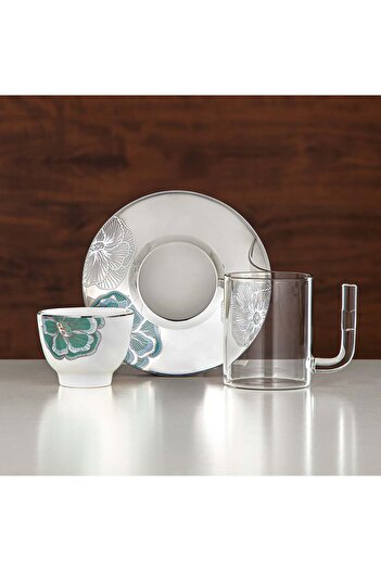 Radin Almarjan Tea Set Borosilicate Glass, Stainless Steel & Porcelain 18 Pieces (18 PCS-12257-2) – Emer